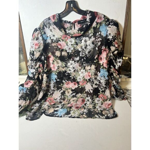 New 3XL Y2K Sheer Top Whimsy Goth Fairy Grunge Dark Floral Long Sleeve 90s. X - Picture 1 of 9